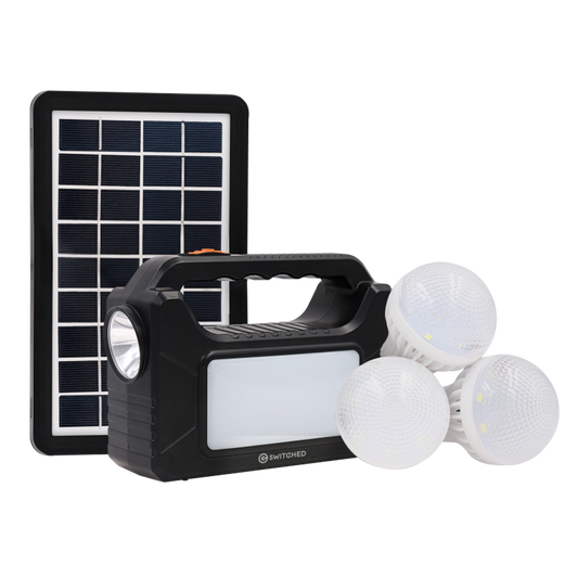 SWITCHED Power Station, Rechargeable, USB Phone Charging with Solar Panel - Black