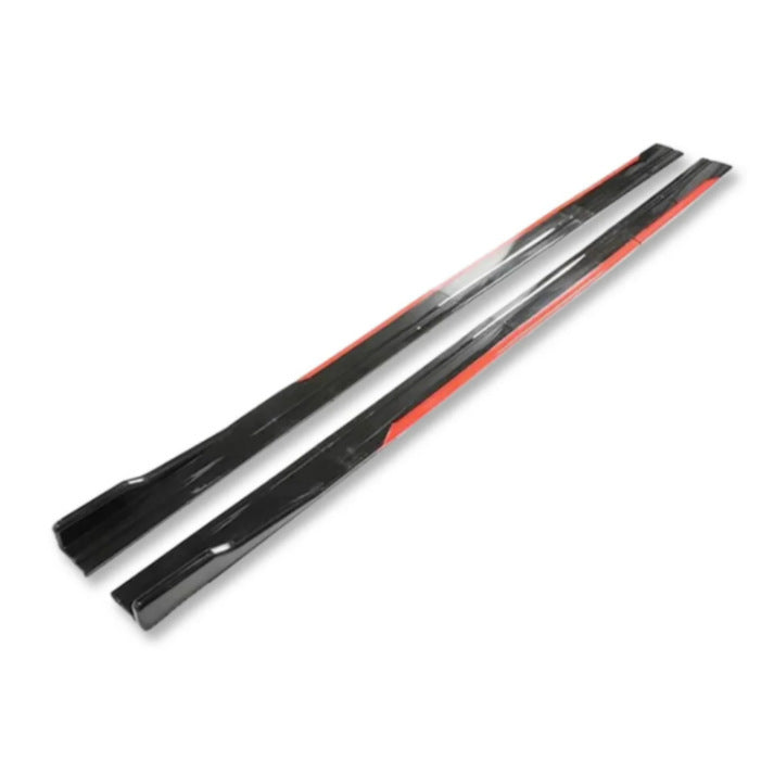Universal Gloss Black Side Skirts With Red Strip