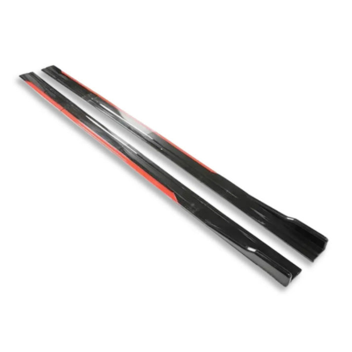 Universal Gloss Black Side Skirts With Red Strip