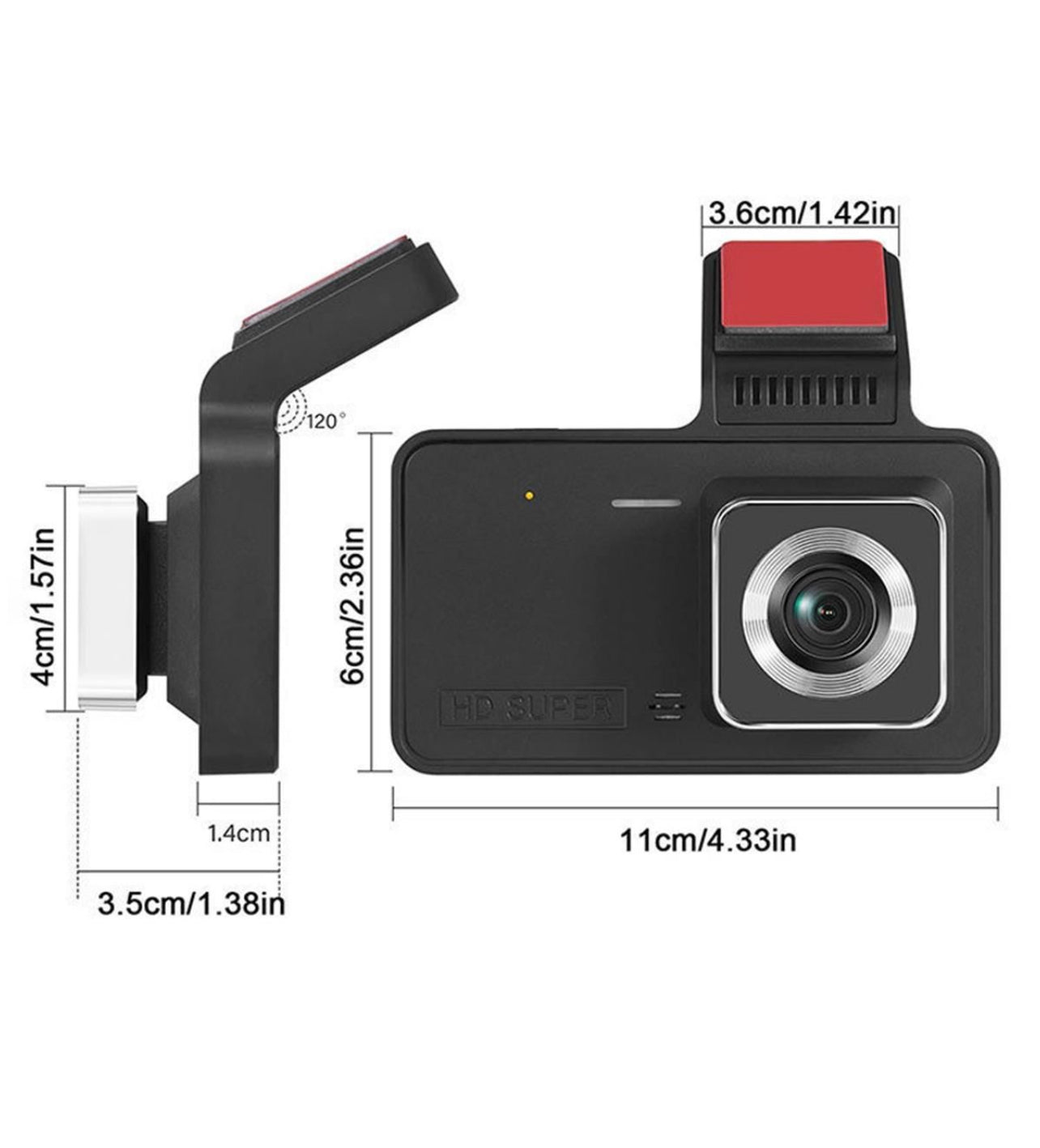 Dash Cam Dash Camera Front & Rear For Cars - Black