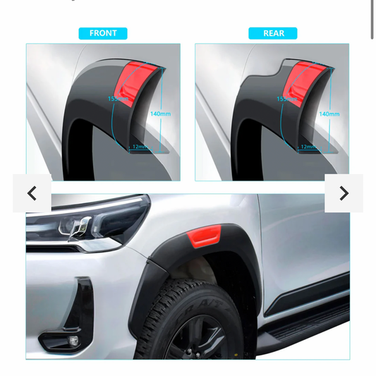 Toyota Hilux 2016+ Wheel Arches With Red Insert