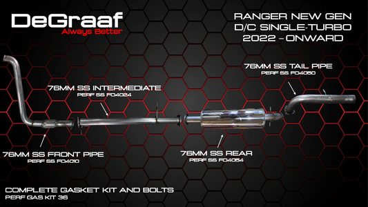 Ford Ranger 2.0 2022+ Single Turbo Exhaust System