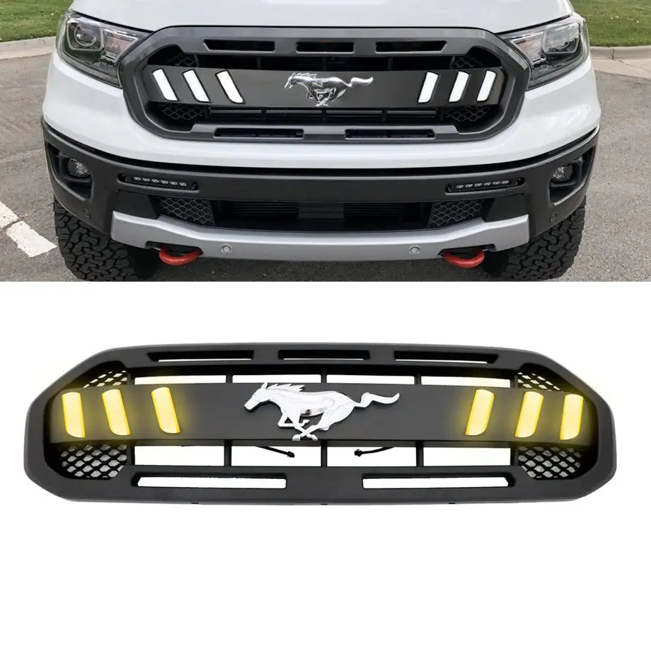 Ford Ranger XLT T8 2018 LED Light Up Grille With Mustang Logo The ford-ranger-xlt-t8-2018-led-light-up-grille-with-mustang-logo-the