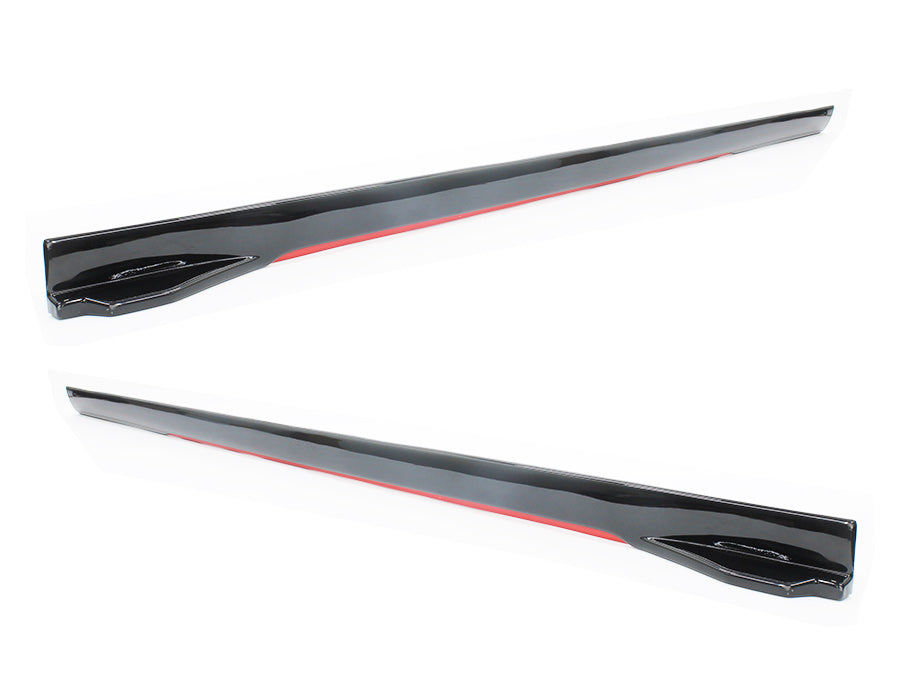 Universal Gloss Black Side Skirts With Red Strip