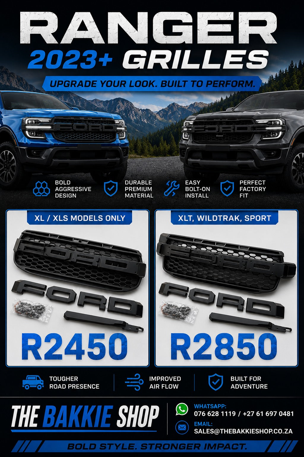 Ford Ranger 2023+ XL/XLS Grille with LEDs