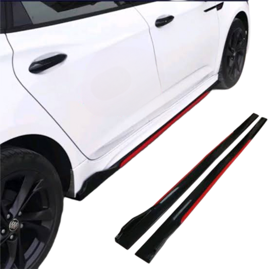 Universal Gloss Black Side Skirts With Red Strip