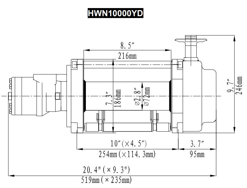 Runva Hydraulic Recovery Winch (4,536kg) Heavy Duty Off-Road