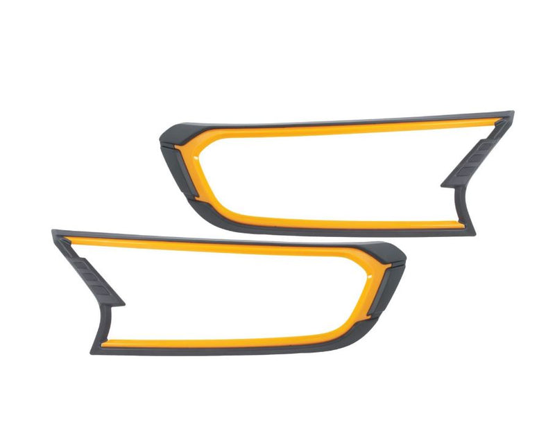 Yellow Edged Head Lamp Cover Set For Ford Ranger 2015 and Newer