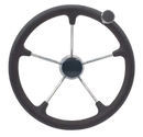 Marine Steering Wheel with Knob - 330mm Diameter - Black