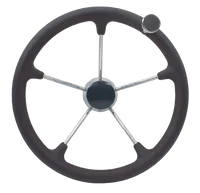 Marine Steering Wheel with Knob - 330mm Diameter - Black