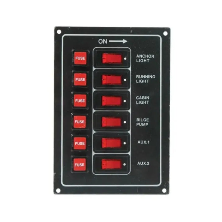 Switch Panel - 6 Switch with Fuse - Black