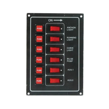 Switch Panel - 6 Switch with Fuse - Black