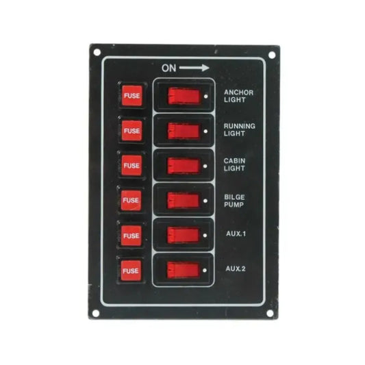 Switch Panel - 6 Switch with Fuse - Black