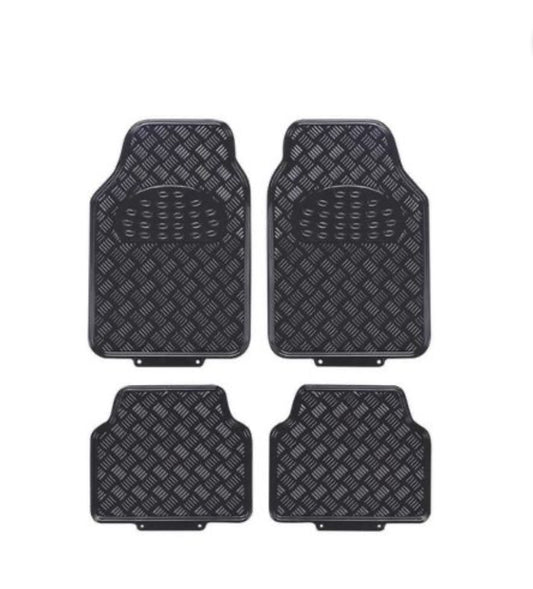 Black Car Rubber Mat Set - 4 Piece