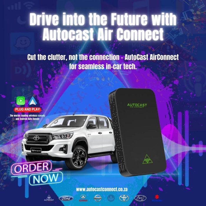 Toyota Hilux GD6 2016+ AutoCast Airconnect Wired to Wirless Carplay Module