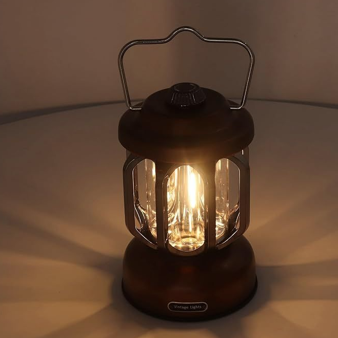 Vintage Lights Rechargeable Camping Lantern - 9 SMD (3.7 Volts/300 Lumen) - Brown