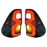 Toyota Hilux 2016+ Tail Lights Set Smoked With GR Logo