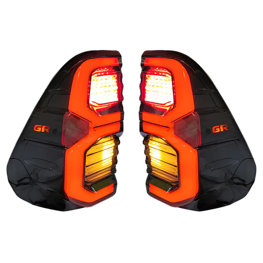 Toyota Hilux 2016+ Tail Lights Set Smoked With GR Logo