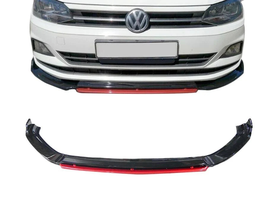 VW Polo 8 Front Lip Gloss With Red Insert