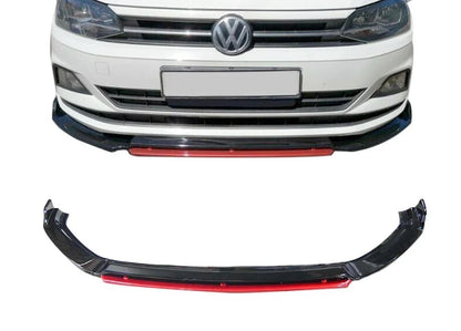 VW Polo 8 Front Lip Gloss With Red Insert