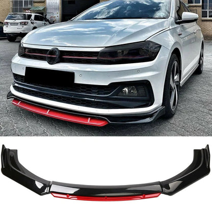 VW Polo 8 Front Lip Gloss With Red Insert