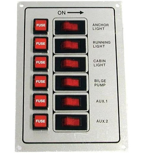 Switch Panel - 6 Switch with Fuse - Silver